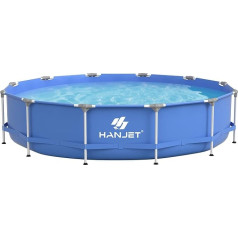 Hanjet Steel Frame Pool PE Swimming Pool Above Ground Pool Garden Pool Summer Swimming Pool Steel Frame Pool Paddling Pool for Outdoor Backyard Round, Blue (Diameter 366 x 76 cm)