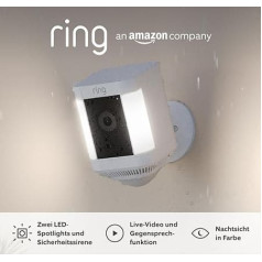Certified and Refurbished Ring Spotlight Camera Plus Battery (Spotlight Cam Plus Battery) | Outdoor Surveillance Camera with WiFi, HD Video, LED Floodlight, Night Vision, Motion Detection & Siren