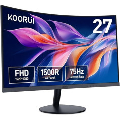 KOORUI Curved Monitor – 27 Inch (61 cm) FHD Curved Computer Monitor, VA Panel, 75 Hz, 1800R Curvature, Tilt Adjustment, Eye Care, HDMI, VGA Gaming Monitor, Black 27N5C