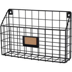 Wall35 Rivista File Holder for Home, Office, Desk, Wall Mounted, Wide Chicken Wire Organizer and Magazine Holder, Metal, Black