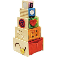 I'm Toy 108871 Multi-Play Boxes, 5 Stackable Wooden Crates with Many Ways to Promote Sensory Skills