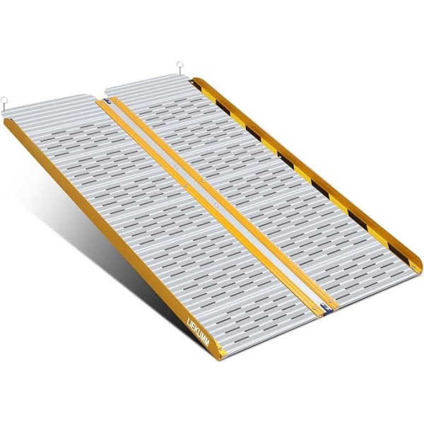LIEKUMM Wheelchair Ramp Foldable 121 cm, 300 kg Load Capacity, Wheelchair Ramp for Stairs & Door Thresholds, Loading Ramp Wheelchair Made of Aluminium, Ramp for Wheelchair Home