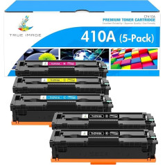 TRUE IMAGE Compatible Toner Cartridge to Replace HP 410A 410X CF410A CF410X Color Laserjet Pro MFP M477fdw M477fdn M477fnw M377dw M452dn M452nw M452dw M477 (Black Cyan Yellow Magenta, Pack of 5)