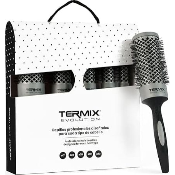 Pack Termix Evolution Basic - Hairbrushes for normal hair with ionized bristles for hair of medium thickness- It includes 5 diametres Ø 17, 23, 28, 32 y 43 mm