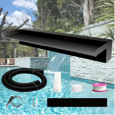 Weejian Pond Waterfall Spillway Pool Fountain Water Feature, Black Stainless Steel Fountain Outdoor, Swimming Pool Water River Waterfalls Kit for Garden Patio Ponds, 60 x 20 x 10 cm (no light)