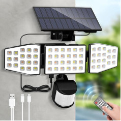ALUSSO Solar Lights for Outdoor Use with Motion Sensor Dimmable, Warm White Neutral White Cool White LED Solar Lamp Outdoor, IP54 Waterproof Solar Wall Light for Garden, Garage, Yard