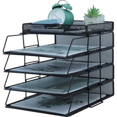 HIHOBDAY 4 Ebenen Papier Organizer Mesh Briefablage Metall Zeitschriftensammler Schreibtisch Aufbewahrung für Büro Schule Zuhause Schwarz