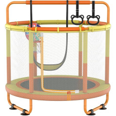 CZCPAPY Kids Trampoline Outdoor Kids Trampoline Indoor Outdoor with Safety Net Basket Poles Swing Gift for Kids (Yellow-Orange)
