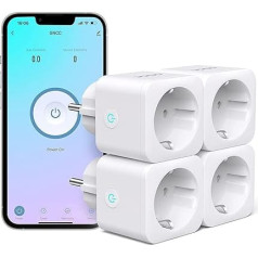 GNCC Mini WiFi Socket with Current Measurement, Smart Home Power Meter for Socket Works with Alexa/Google Home, Alexa Accessories, Only 2.4GHz WiFi, 3680W, 4 Pieces