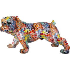 Casablanca Decorative Figure Bulldog XXL Standing - Animal Figure Sculpture Dog with Collar Glass Diamond - Decoration Living Room - Street Art Graffiti Design - Multicoloured Width 75 cm