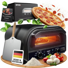 HOFFEUER Electric Pizza Oven - Professional Electric Pizza Oven for Home with Pizza Stone, Rotating Function & Accessories | Pizza Like from a Stone Oven, Tarte Flame Cake Oven | Electric Pizza Maker