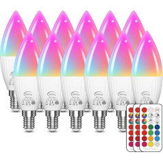 LED Candle Bulb E14 RGBW LED Colour Changing Bulb 5 Watt (Replaces 40 W), RGB and Warm White 2700 K Colours LED Bulb with Remote Control, 560 LM Colour Changing Light Bulb for Living Room Atmosphere