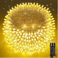 Moxled Outdoor Fairy Lights, 100 m, 800 LED, Warm White Fairy Lights, Outdoor Power with Timer Memory Function, Transparent Cable, Waterproof, 8 Modes, Christmas Lighting for Outdoors, Indoors, Trees,