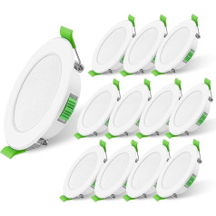 Mizlay LED Einbaustrahler 230V Dimmbar 5W 99mm (Lochmaß 75-90mm), IP44 Außen LED Spots Warmweiß Neutralweiß Kaltweiß, Flach Deckenspots Einbauleuchten Einbauspot Weiß für Badezimmer Innen 12er Set