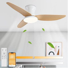 ANKBOY Ceiling Fan with Lighting and Remote Control App Control Quiet 30 W LED Ceiling Light Dimmable Lamp 3 Colour Temperature Fan Ceiling Lamp 100 cm 3 Blades 6 Speeds Timer