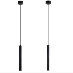 LIGKIN 2 x Pendant Light LED Modern Chandelier Minimalist Design LED Pendant Light Aluminium Ceiling Light White for Dining Room Bedroom Living Room Restaurant Black