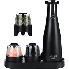 AD 4449 melns Garšvielu, sāls un piparu dzirnaviņas - 3 dzirnaviņu komplekts - usb