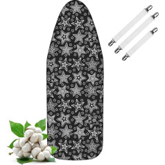 LaFleurs® Ironing Board Cover 120 x 40 cm (M) - Cotton with Extra Thick Padding - with Tensioner for Firm Hold - For Steam Irons & Quick Ironing - Fits 110-122 x 30-40 cm Ironing Boards