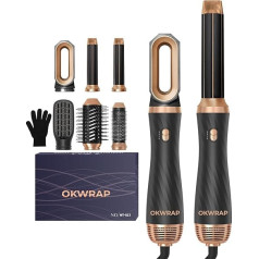 Hair Styler Set, OKWRAP Airstyler 6 in 1 with Round Brush Hairdryer, Hair Styler Warm Air Brush, Thermal Brush, Airflow Curling Iron Automatic, Volume Blow Dryer Brush, for Straightening, Drying,