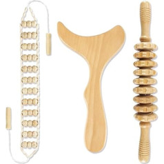 TaoTazon Maderotherapy Set, Fascia Roller Wooden Set, Premium Fascia Rod with Handle, Massage Roller for Body Shaping, Anti Cellulite, Massage Wood for Back, Neck, Legs, Back