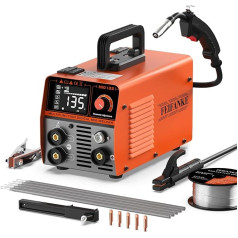 FEIFANKE MIG135 Cored Wire Welding Machine Without Gas 135A 230V Synergy Electrodes Welding Machine 3 in 1 MIG/ARC/Lift TIG IGBT Inverter Welding Machine with 1.0 mm Wire, MIG Welding Gun