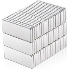 Pack of 60 Magnets Strong, 20 x 8 x 1.5 mm Neodymium Magnets Extra Strong, Magnets for Magnetic Board, Super Strong Rare Earth Magnets, Rectangular Magnets for Kitchen Cabinet, Office, Whiteboard
