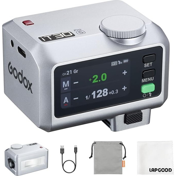 Godox iT30Pro S IT30ProS TTL Flash and Flash Trigger for Sony iT30Pro-S 2.4G Mini Camera Flash HSS 7.4V/900mAh with Touchscreen for Sony α77II α99 α77 DSC-RX10 α6000 α7R α350 α7RII (Silver)