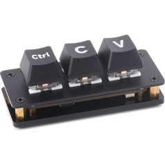 Waveshare Ctrl C/V Shortcut Keyboard for Programmers, 3-Key Keyboard, Adopts RP2040 Microcontroller Chip, Programmable Key Function, Dual Type-C Ports, Plug and Play Without Driver-Basic Version