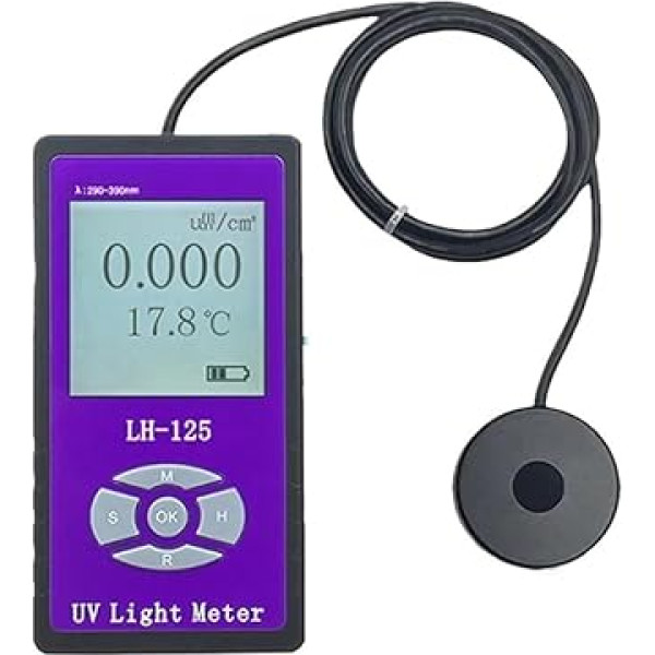 UV Detector UVA + UVB LH-125 Barrier UV Permeability Penetration Rate Irradiance Detector Health Unit UV Light Meter for Measuring Sunlight