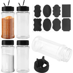 APOMOONS Plastic Spice Jars, 85 ml, Spice Bottles with Shaker Lid, Transparent Spice Containers, Reusable Salt Pepper Shaker with Labels, Spice Jar for Herbs, Powders and