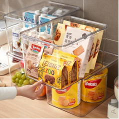Clear Plastic Storage Boxes with Lids XL-4 Pack for Snacks, Cosmetics, Books for Storing in Nursery, Kitchen, Fridge, Living Room, Bathroom and Office