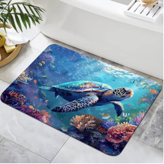 YISUMEI Bath Mat, Non-Slip Bath Mat, 40 x 60 cm, Washable, Quick-Drying Bathroom Rug, Bath Mat for Shower, Bathtub and Bathroom (Turtles)
