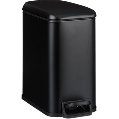 Relaxdays Bathroom Bin 5 L Cosmetic Bin with Soft-Close, Matte Look, Removable Inner Bucket, Pedal Bin, Black