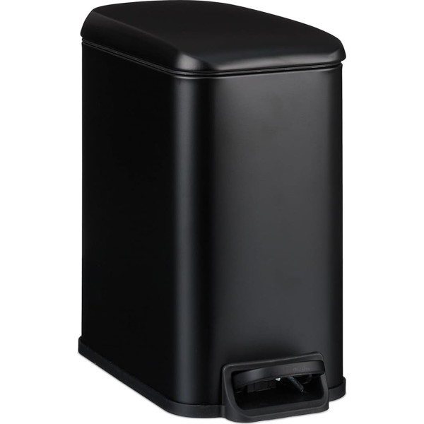 Relaxdays Bathroom Bin 5 L Cosmetic Bin with Soft-Close, Matte Look, Removable Inner Bucket, Pedal Bin, Black
