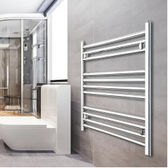 700mm Wide Chrome Straight Flat Bathroom Radiator Central Heating Towel Rail Turkish Zone (700mm Wide x 600mm High)