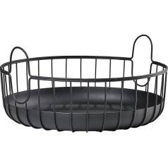 Zone Denmark Inu Basket, Small Basket with Handles/Handles, Metal Storage Basket for Bathroom, Kitchen, Table, Pretty Metal Basket, Diameter 38 cm, Height 18 cm, Black