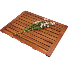 Utoplike Teak Bathroom Mat, Non-Slip Shower Mat for Bathroom, 61 x 45.4 cm, Rectangular Wooden Floor Mat, Large Size, Suitable for Spa, Home or Outdoor