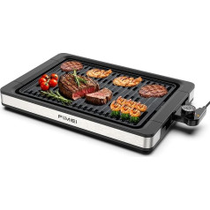 FIMEI Electric Table Grill, 1800 W, Electric Grill Non-Stick Coated Grill Plate, Temperature Setting, Electric Table Grill for Balcony, Indoor and Outdoor Use, Plate + Drip Tray, Dishwasher Safe