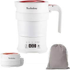 0.7 L Foldable Electric Kettle, Portable Camping Kettle with Temperature Control, Foldable Travel Kettle, Silicone Cooking Kettle with Real-time Temperature Display for Outdoor Camping