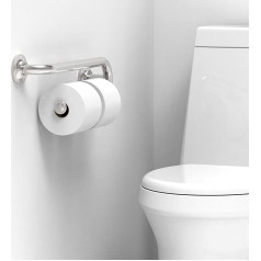 AquaChase Grab Bar with Integrated Toilet Roll Holder for 2 Mega Rolls (Kitchen Roll Holder or Bathroom Towel Rail), 16