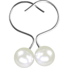 White Decorative Shower Curtain Hooks - Elegant Ivory Pearl Design Stainless Steel Rings - Stylish Bathroom Accessories by Farmhouse Boho Vintage Décor