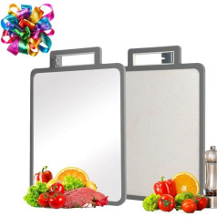 JuYxrjyou Edelstahl-Schneidebrett für die Küche, doppelseitiges Schneidebrett aus Stahl für die Küche, Edelstahl/Weizenstroh, ungiftig, mit Schleifstein, 40,6 x 27,9 cm, spülmaschinenfest