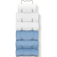 Towel Rail Wall Mounted, 6 Tier Metal Towel Rail for Bathroom, Hanging Towel Storage Organiser, Vertical Towel Holder, Wine Rack, Yoga Shelf (Chrome)