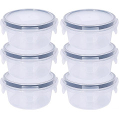 Shunshi Round Food Containers with Lids Airtight Reusable Plastic Snack Pots with Clip Lock Leak Proof Stackable Small Storage Container Set for Fruit Yogurt