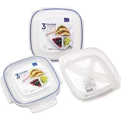 Lock & Lock Plastic Food Storage Containers - Set of 3 - Square - Lunch Box with Divider - 1.5 L