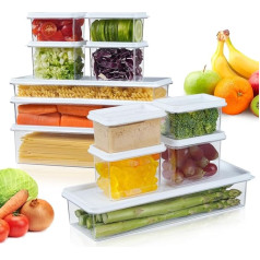 Moreau Food Container Set (16-Pack), BPA-Free Plastic Kitchen Utensil with Sealed Lid for Storing Grains, Pasta, Flour and Vegetables. (Set of 12)