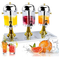 3 Kopf Eistee Getränkemaschine Kalt-Heiß-Saftspender Edelstahl Anti-Tropf-Wasserhähne Abnehmbare Auffangschale Geeignet für Home Bars Party