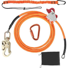Steel Core Flip Line Kits, 13 mm x 3 m Steel Core Lanyard with Triple Lock Carabiner, Adjustable Tree Climbing Rope with Safety Lanyard & Positioning Rope, Fall Protection Climbing Harness for Baump