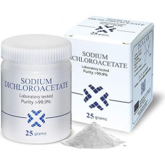 Sodium Dichloroacetate (Dichloroacetic Acid) - Sodium Dichloroacetate - DCA 25 g Powder, Best Purity >99.9%, Includes Analysis Certificate, Made in Europe, by DCA-LAB, 0.9 oz