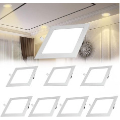 Quadratische Led 6,5 Zoll 12W Licht Nachrüstung Mit Anschlussdose, 720Lm Ultradünne Led Einbauleuchte Kann In Büros, Geschäften, Schulen, Krankenhaus (Farbe : 4000k, Größe: 8pcs)